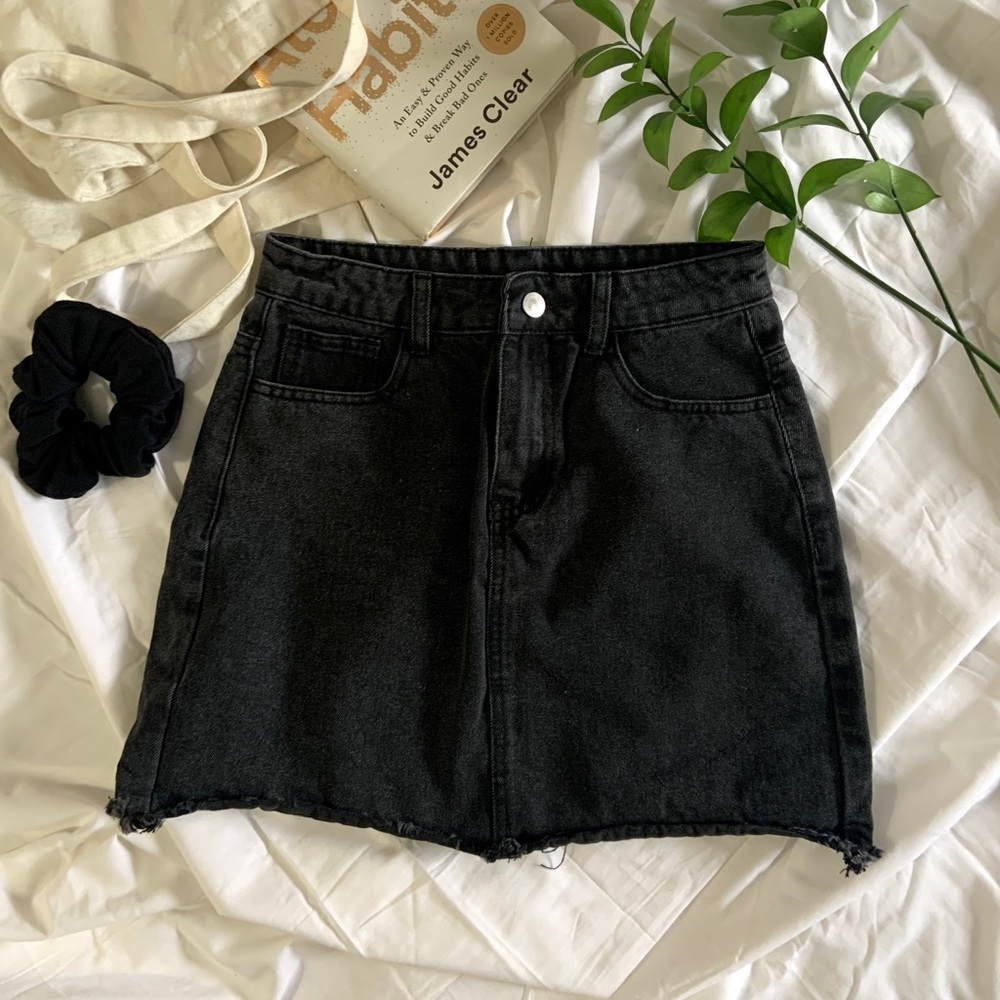 Black Jean Mini-Skirt